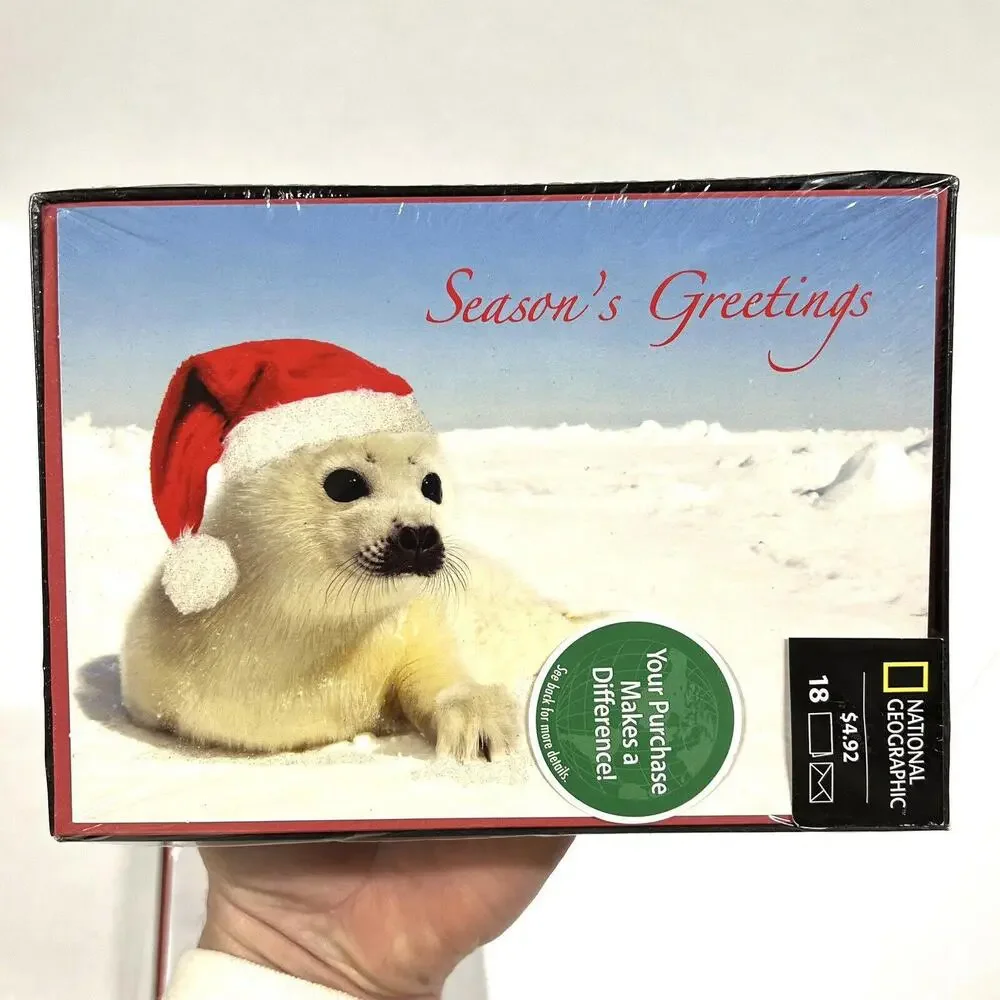36 x Seasons Greetings Christmas Cards National Geographic Seal & Polar Bear
